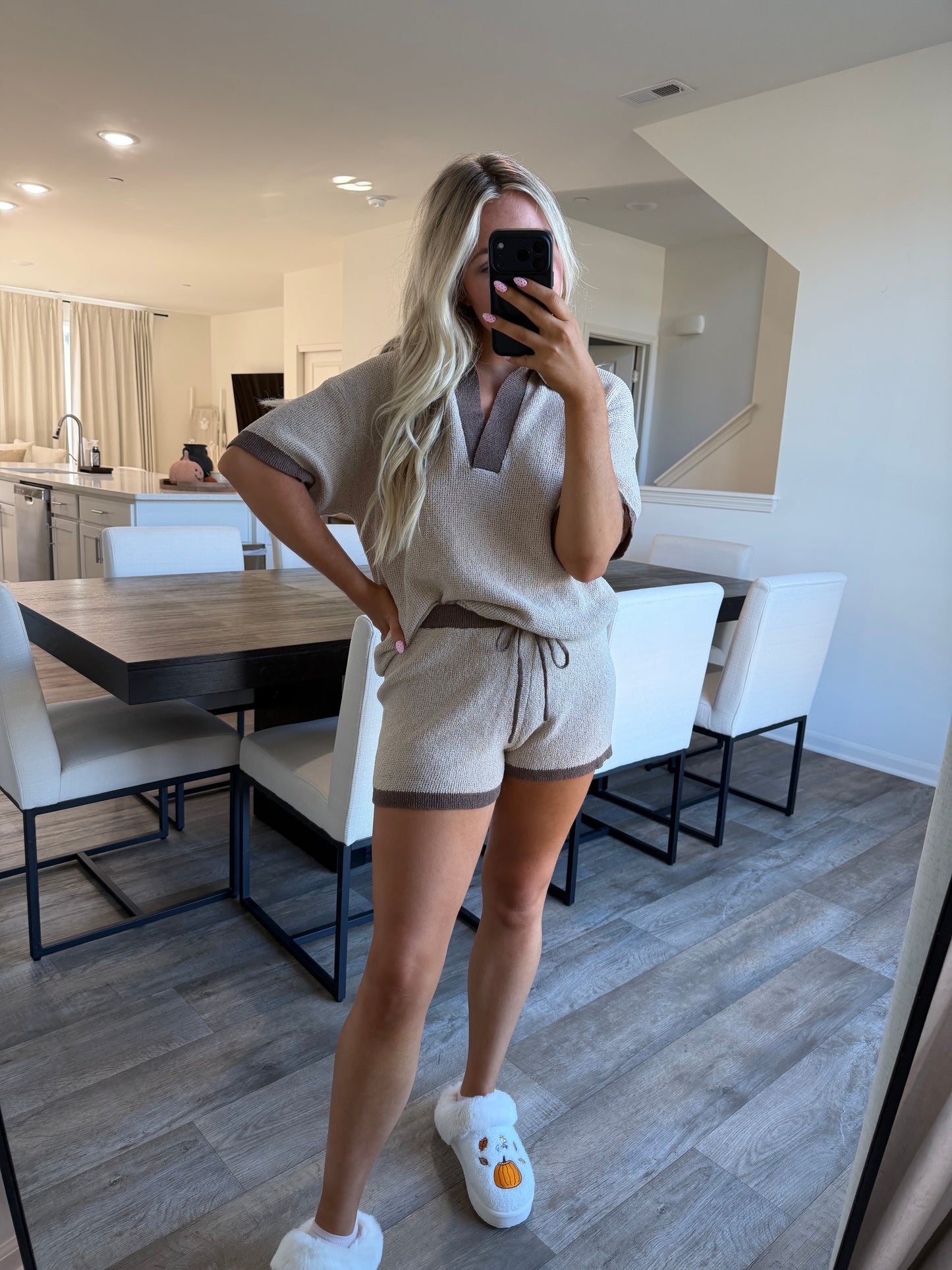 Lacie Knit Contrast Set - Oatmeal