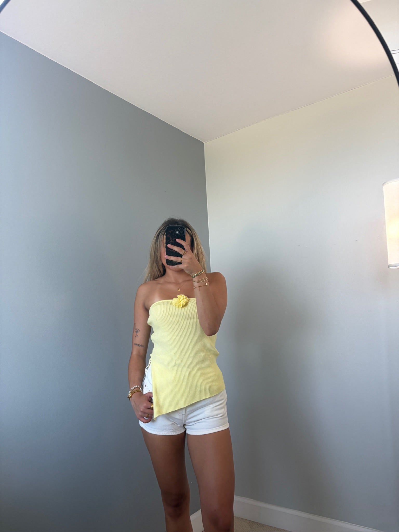 Odell Yellow Floral Strapless Top