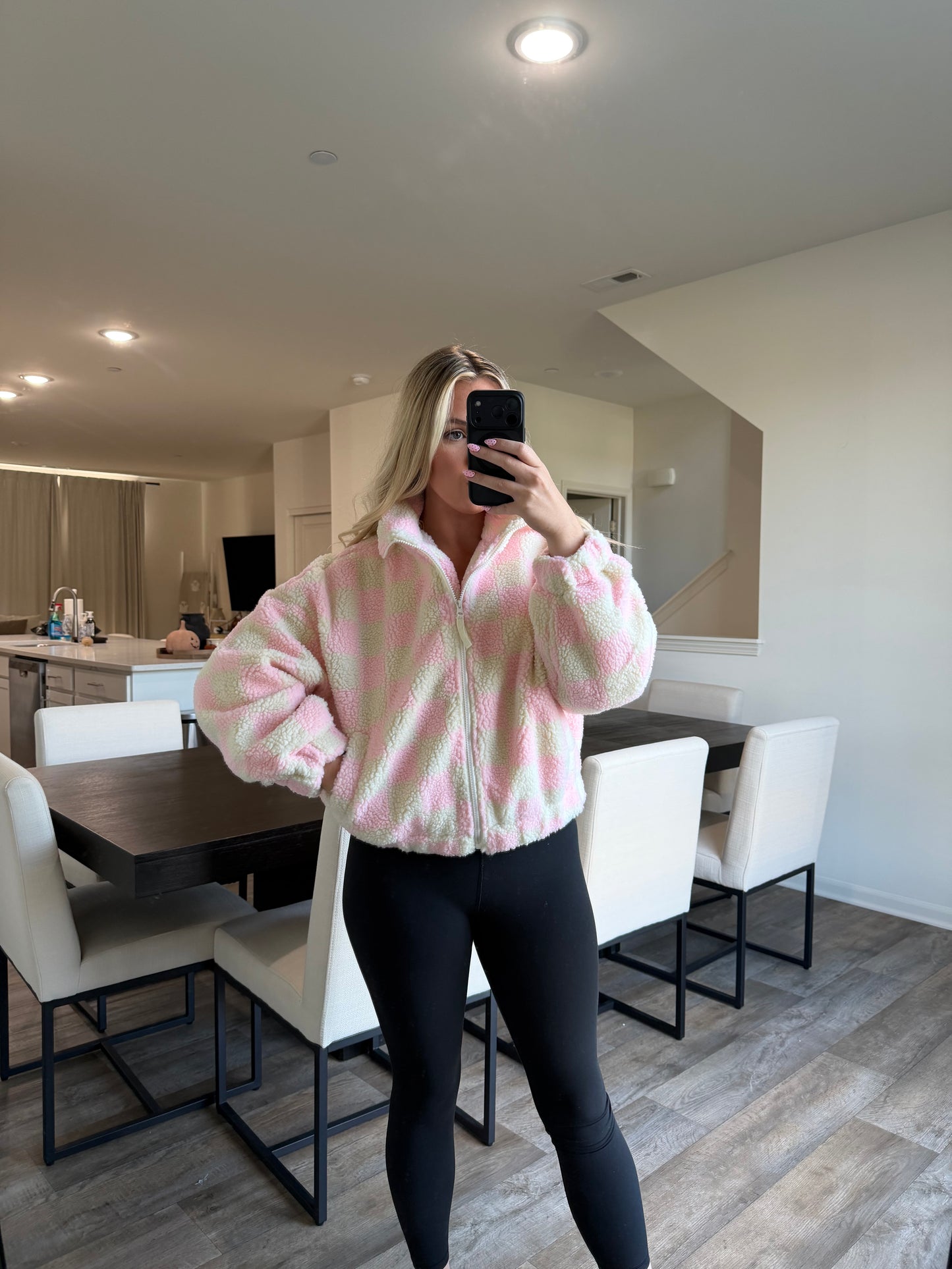 Billy Checkered Jacket - Cream/Pink