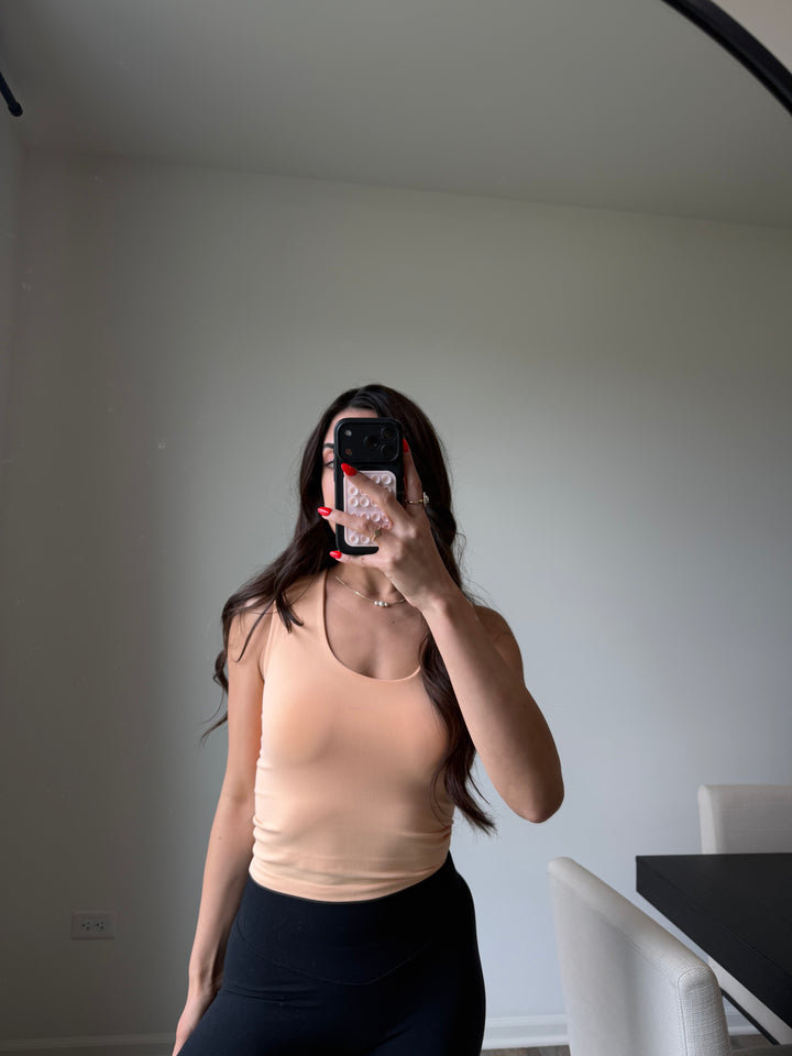 Aubrie Double Layered Tank - Soft Peach final sale*