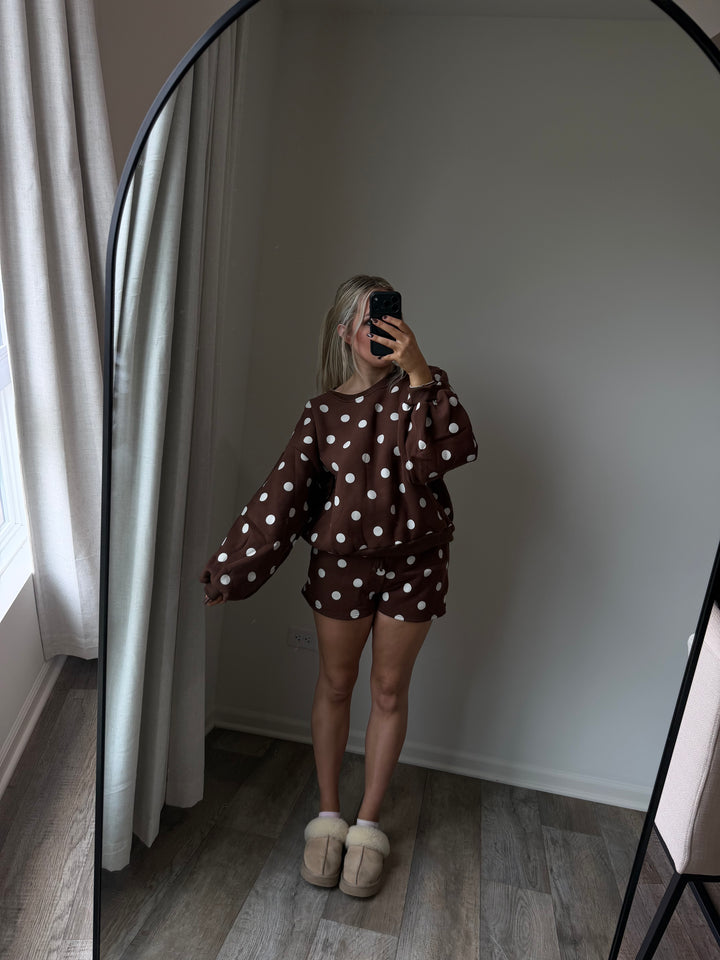 Rylee Polka Dot Matching Set - Brown