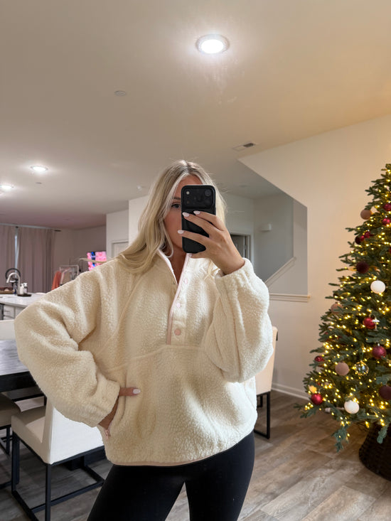 Halle fleece - Ivory/Pink