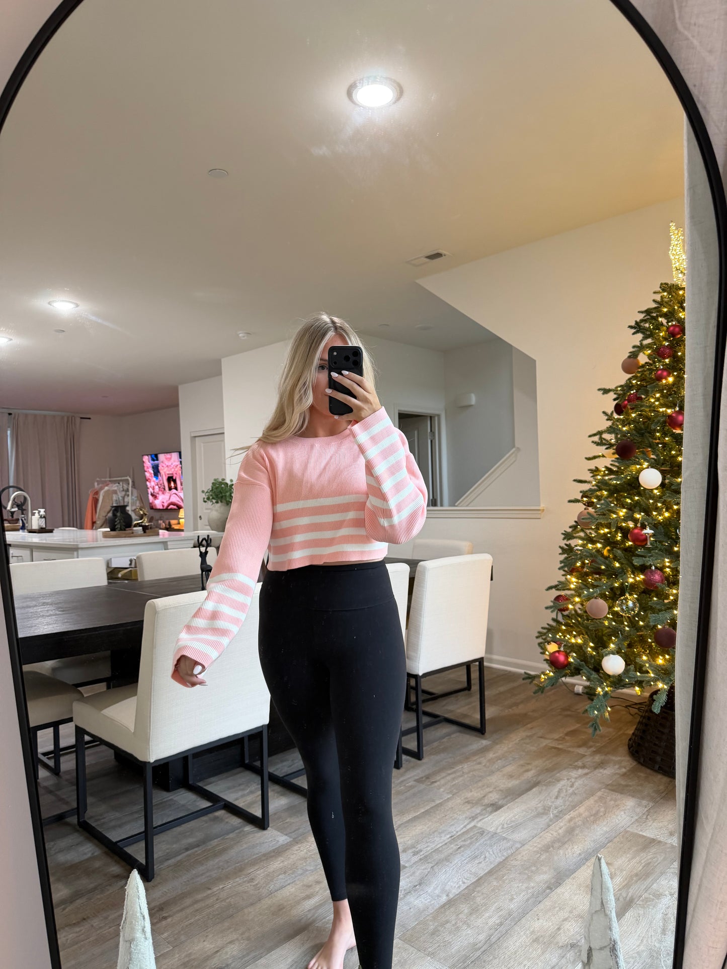 Harper Striped Sweater - Coral Pink