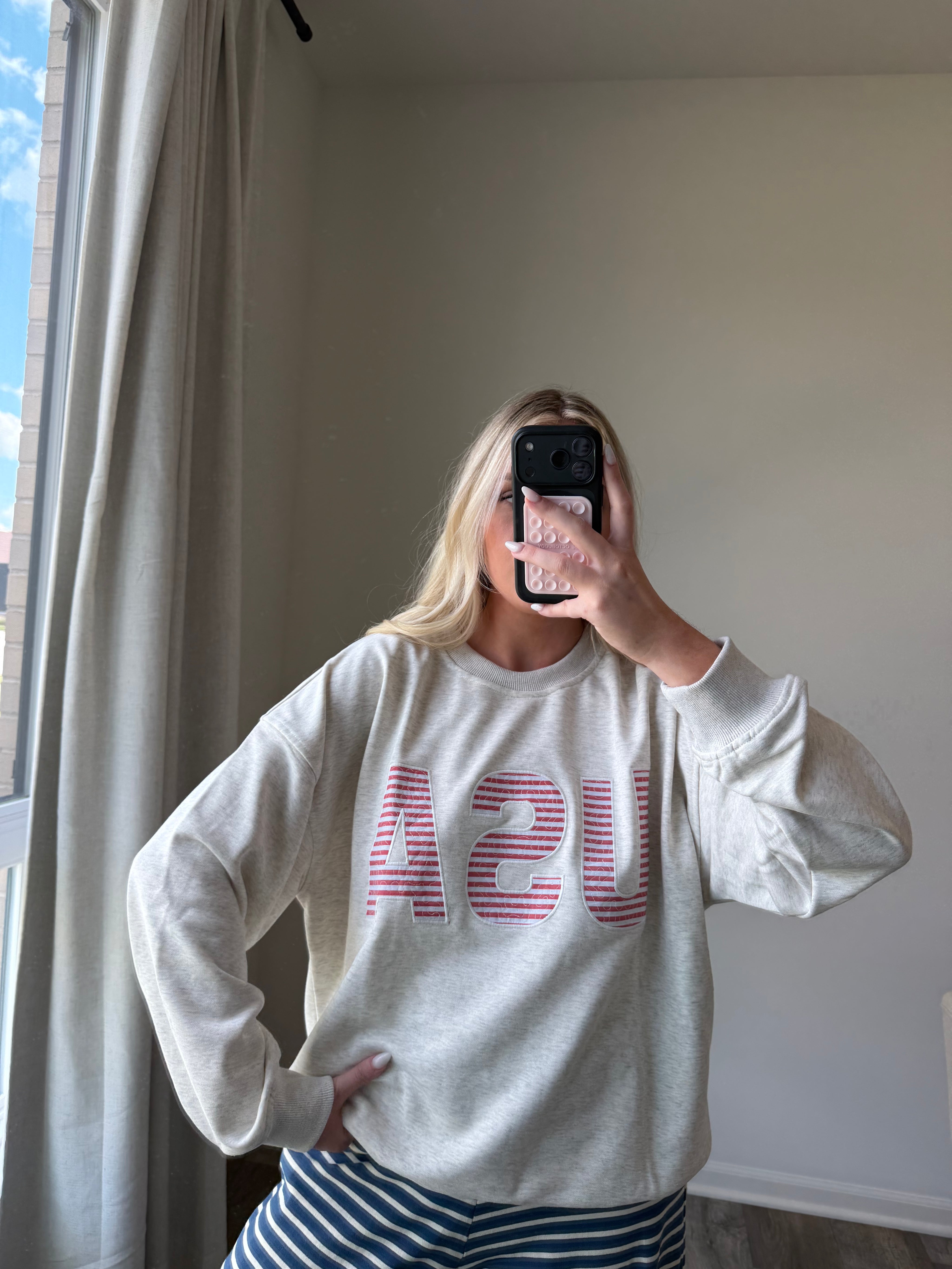 USA crewneck sweater - LT Gray
