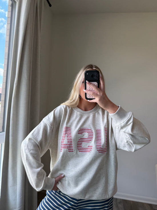 USA crewneck sweater - LT Gray