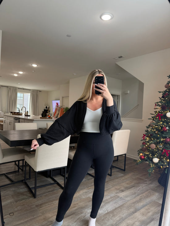 Ayla French Terry Bolero Shrug - Black