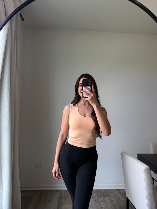 Aubrie Double Layered Tank - Soft Peach final sale*