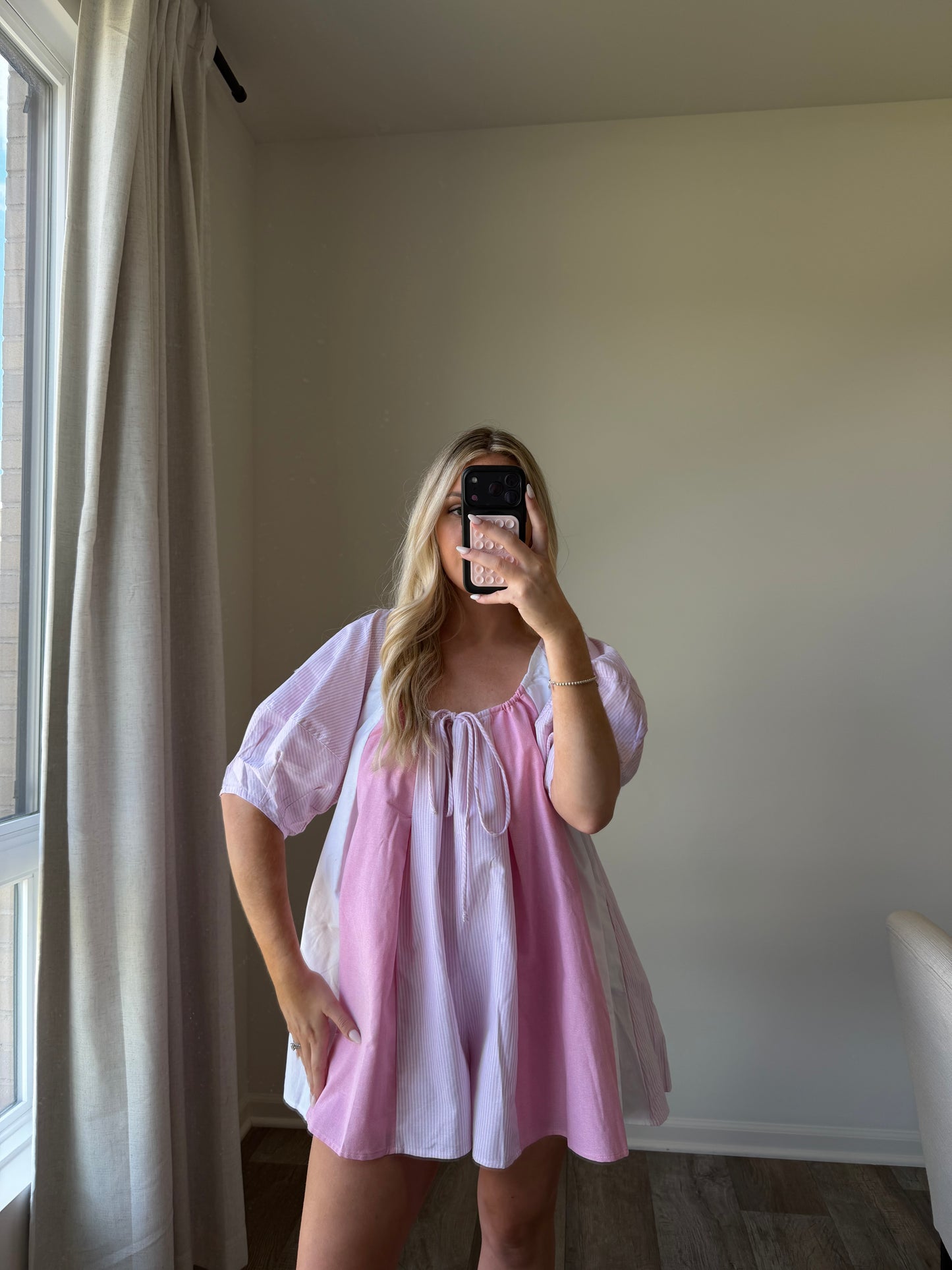 Gillian Striped Romper - Mixed Pinks