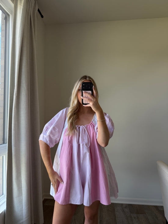 Gillian Striped Romper - Mixed Pinks