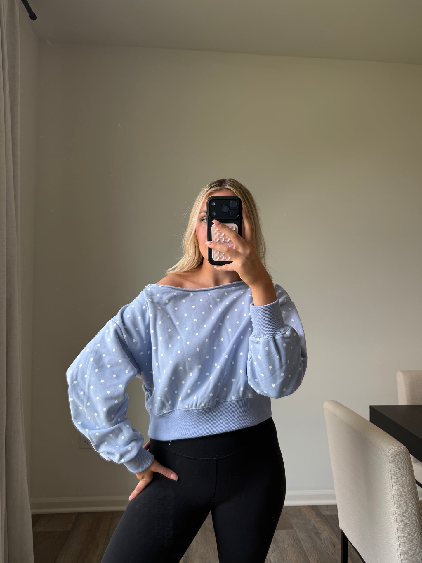 Skye Polka Dot Off Shoulder - Lt Blue