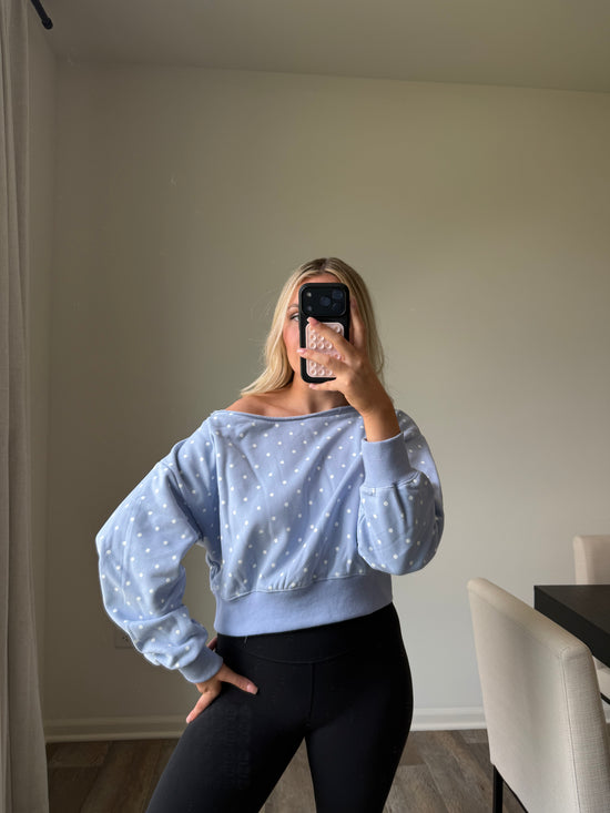Skye Polka Dot Off Shoulder - Lt Blue