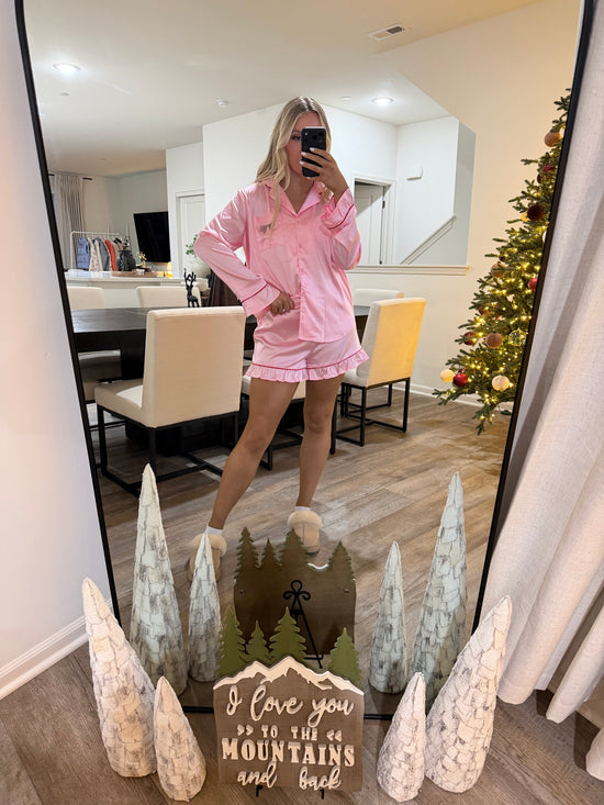 Cindy Pink Holiday Bow Pajamas - Pink