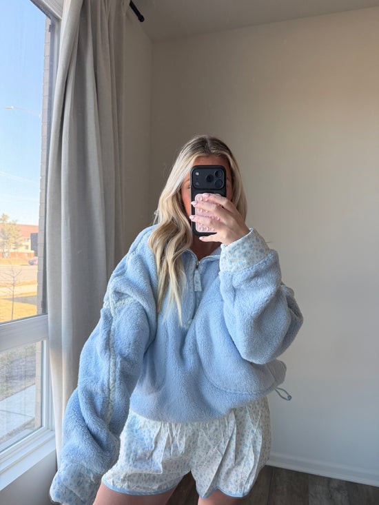 Cora Fleece Sherpa Sweater - Blue