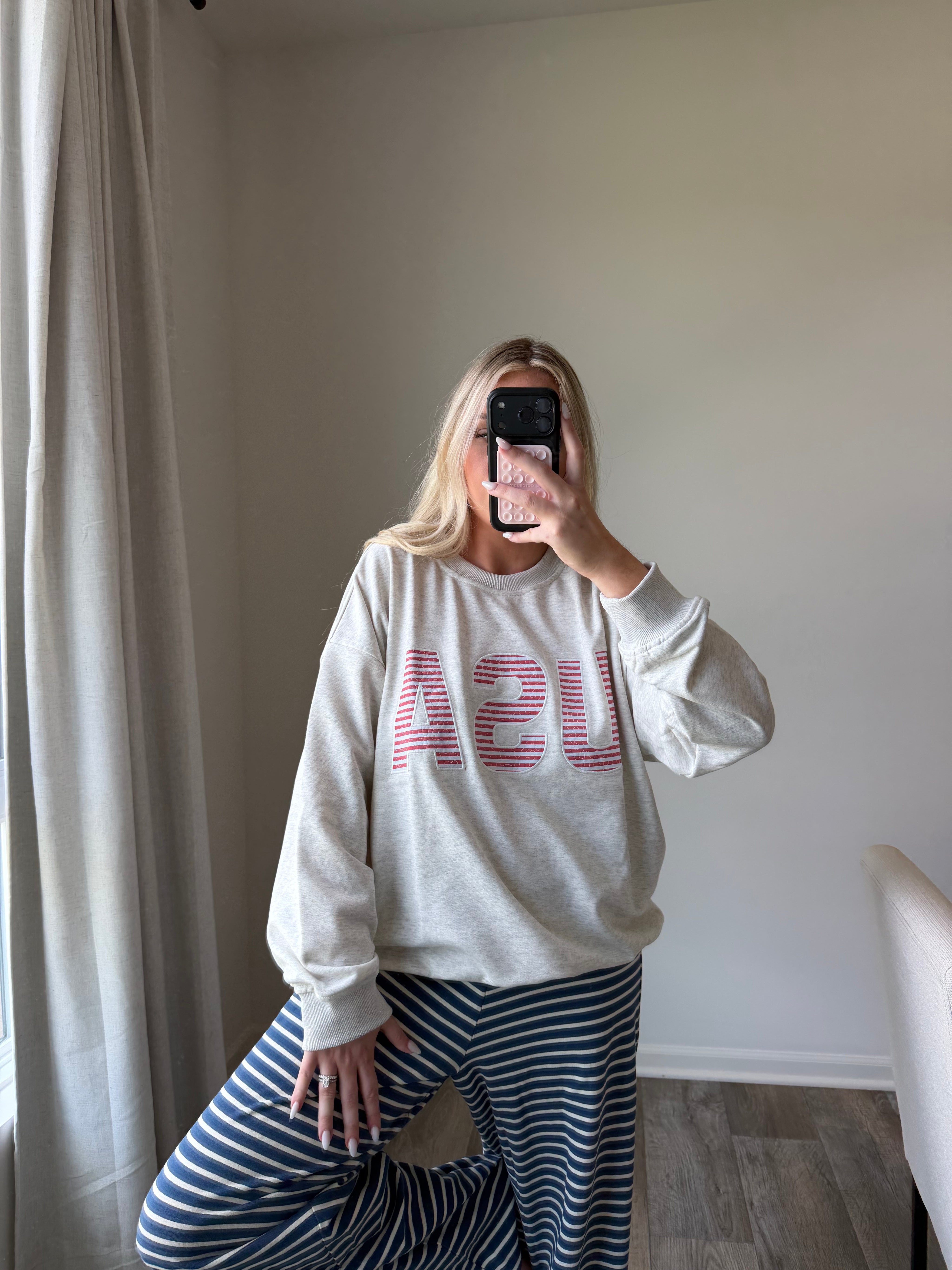 USA crewneck sweater - LT Gray