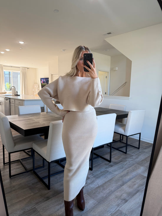 Paige Knit Two Piece Set - Cream