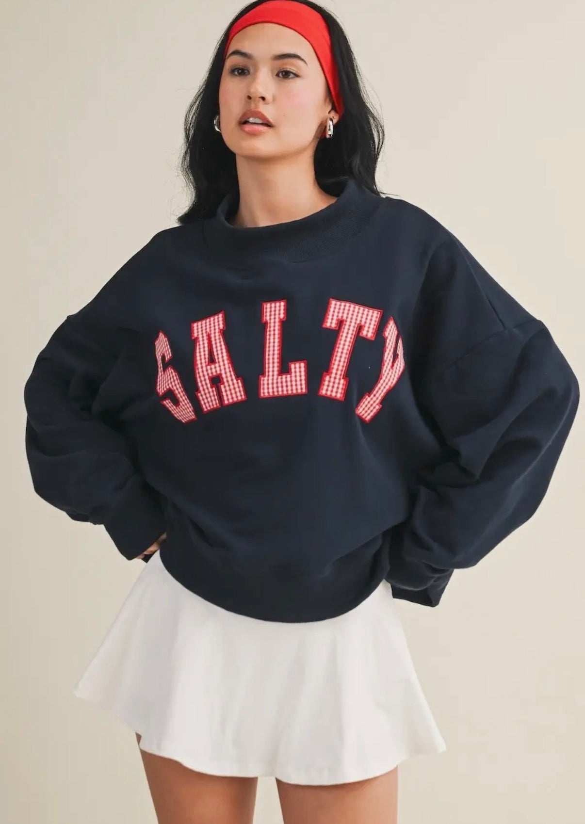 Pre order! (July Ships) Salty mockneck - navy/red