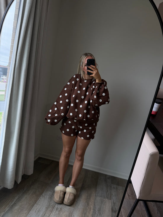 Rylee Polka Dot Matching Set - Brown