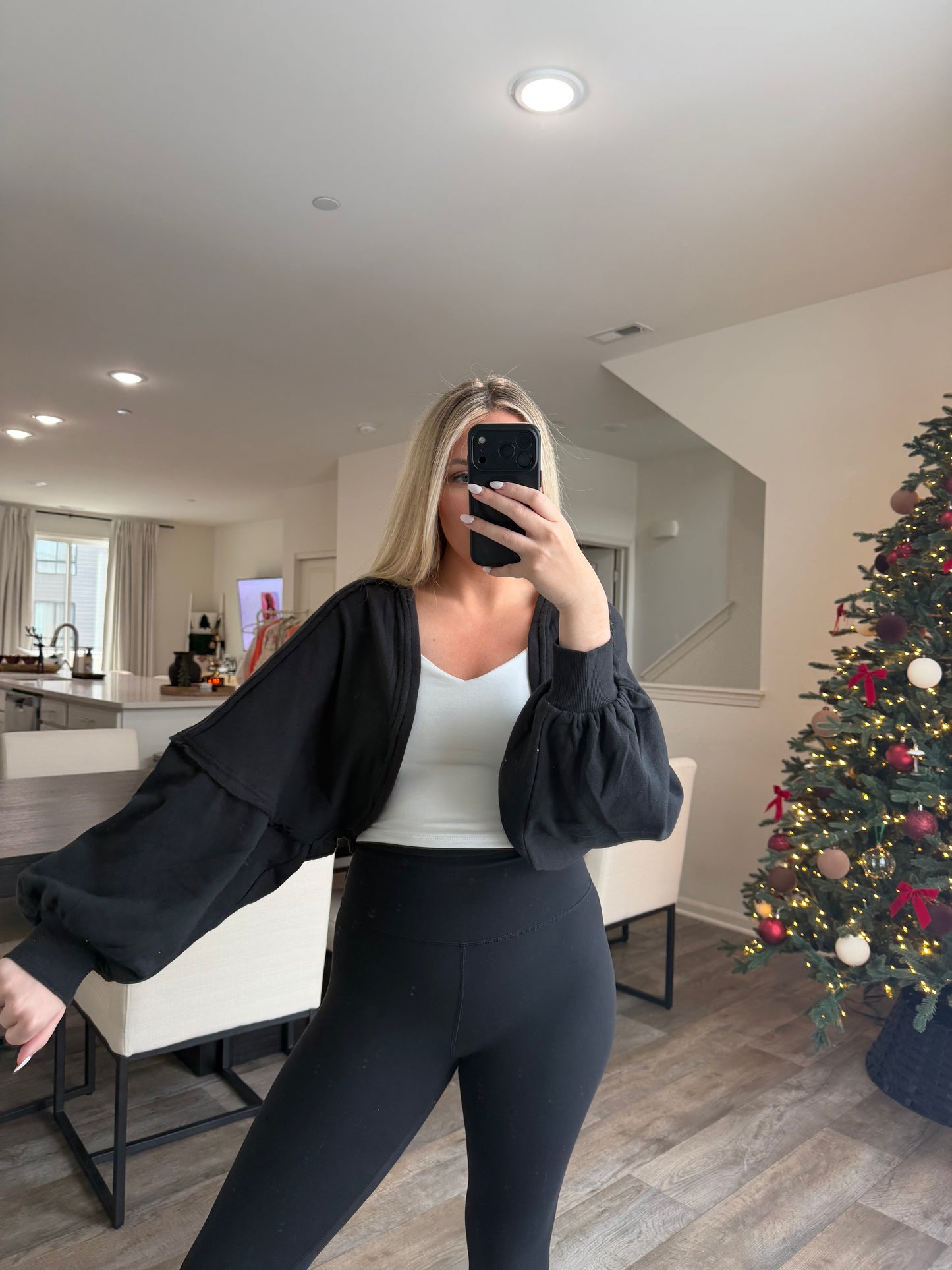 Ayla French Terry Bolero Shrug - Black