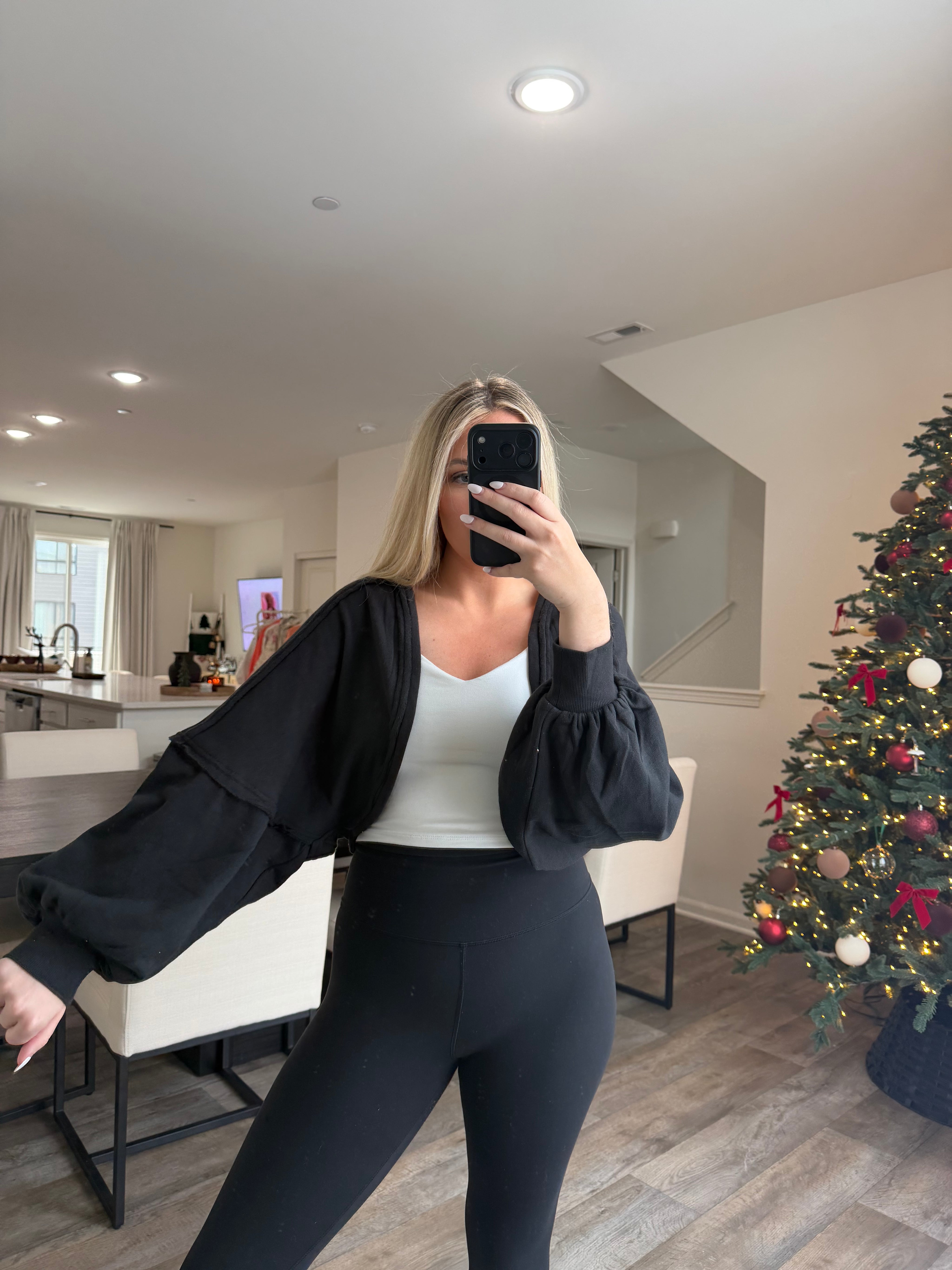 Ayla French Terry Bolero Shrug - Black