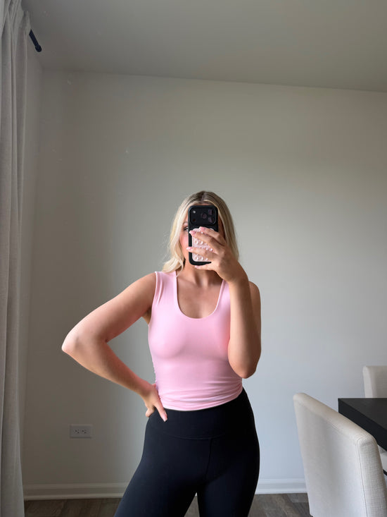 Aubrie Double Layered Tank - Lt pink final sale*