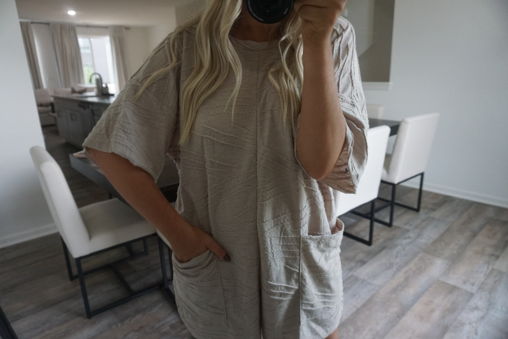Clara Oversized Solid Texturer Romper - Taupe