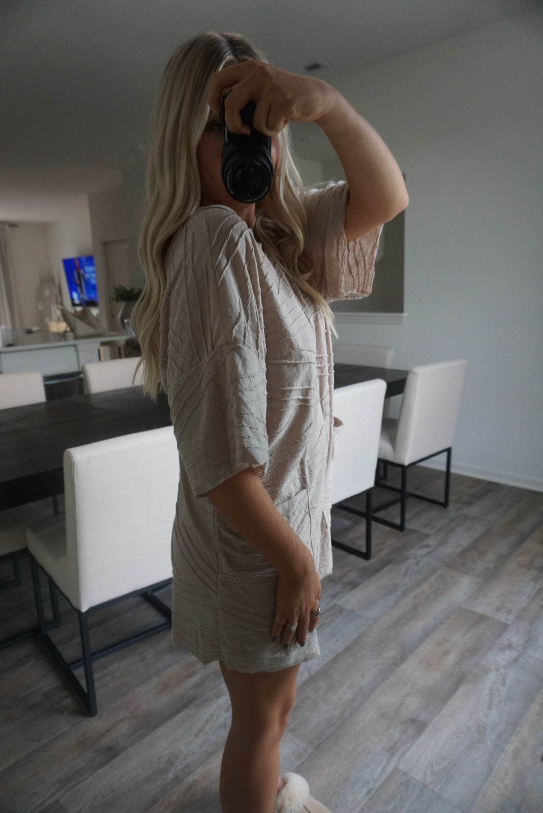 Clara Oversized Solid Texturer Romper - Taupe