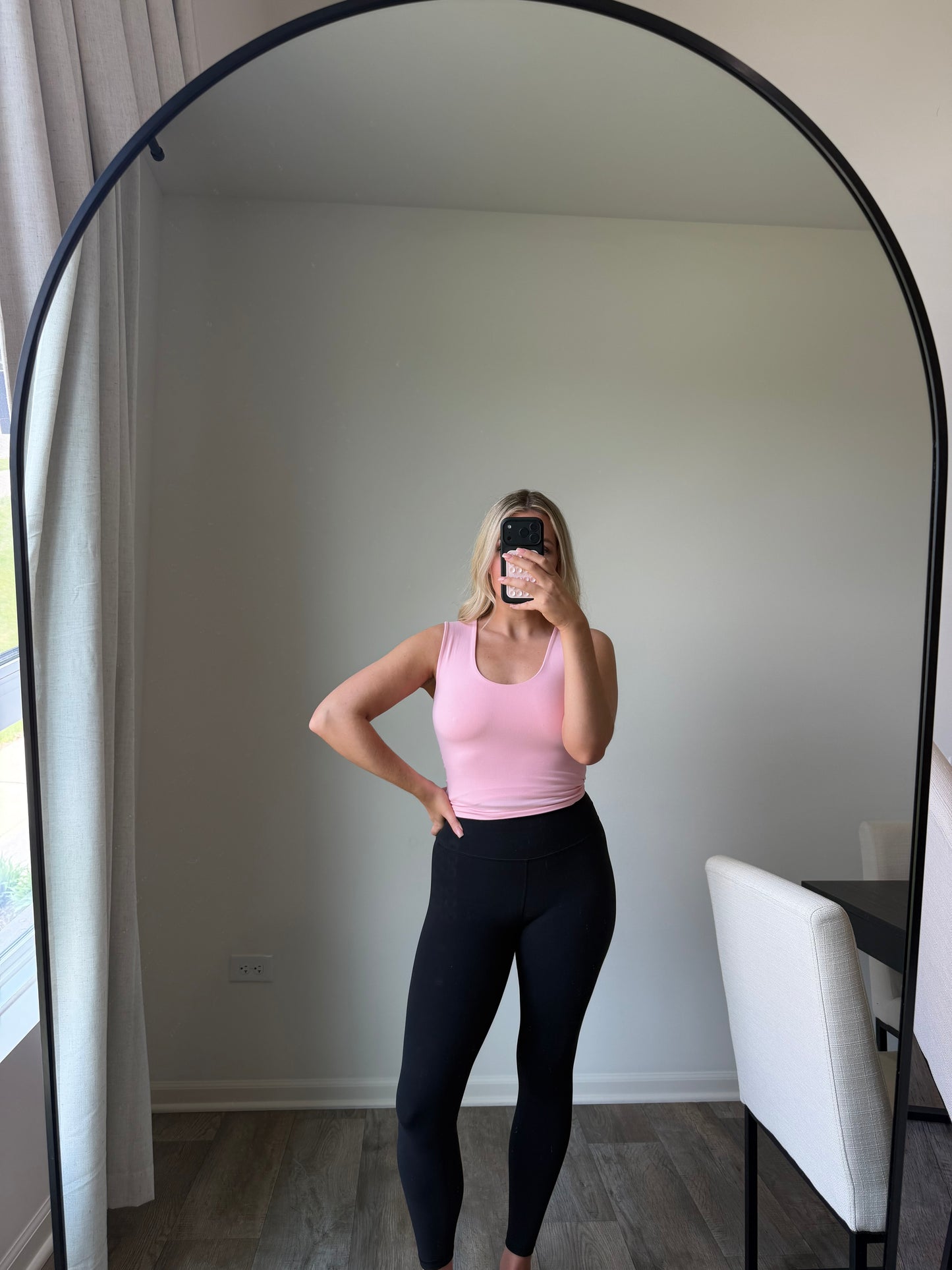 Aubrie Double Layered Tank - Lt pink final sale*