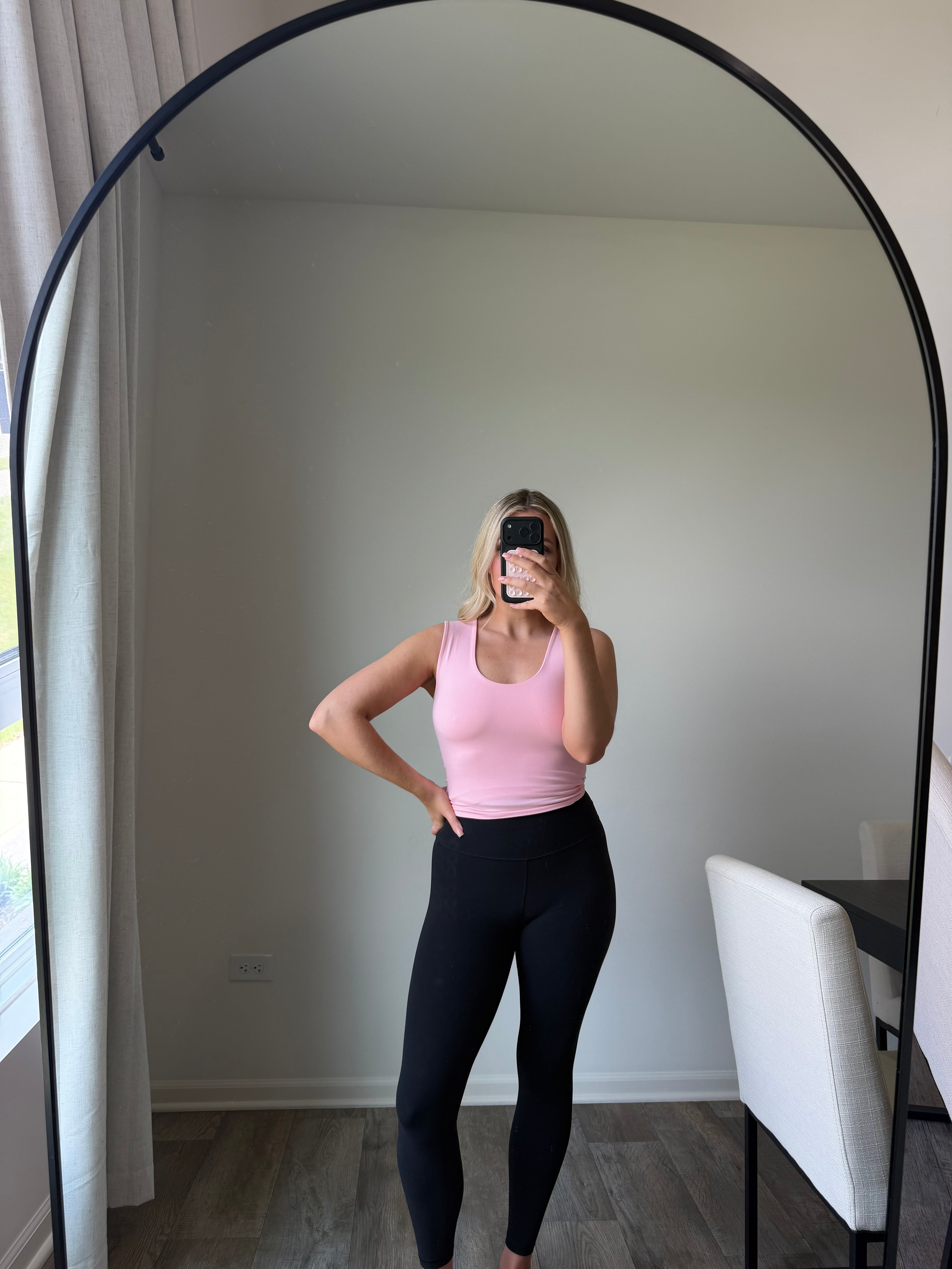 Aubrie Double Layered Tank - Lt pink final sale*