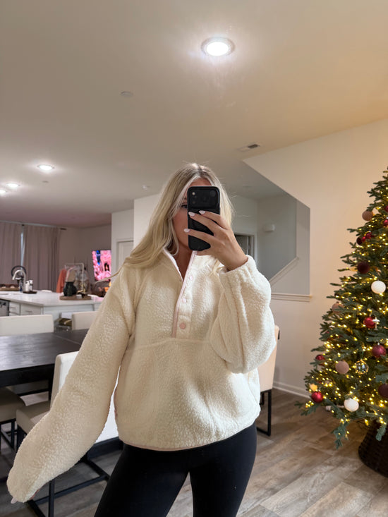 Halle fleece - Ivory/Pink