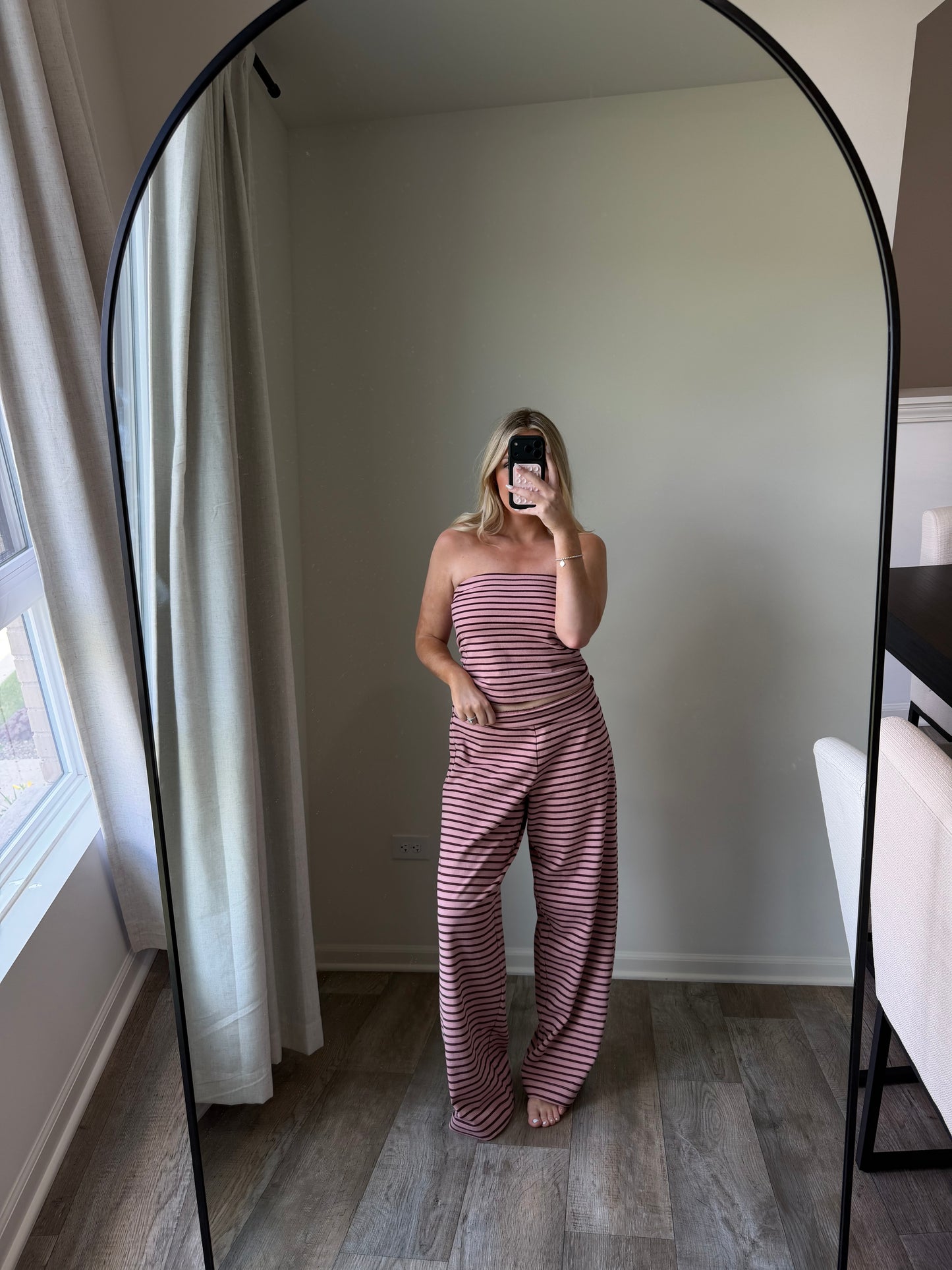 Ang Striped Matching Set - Mauve