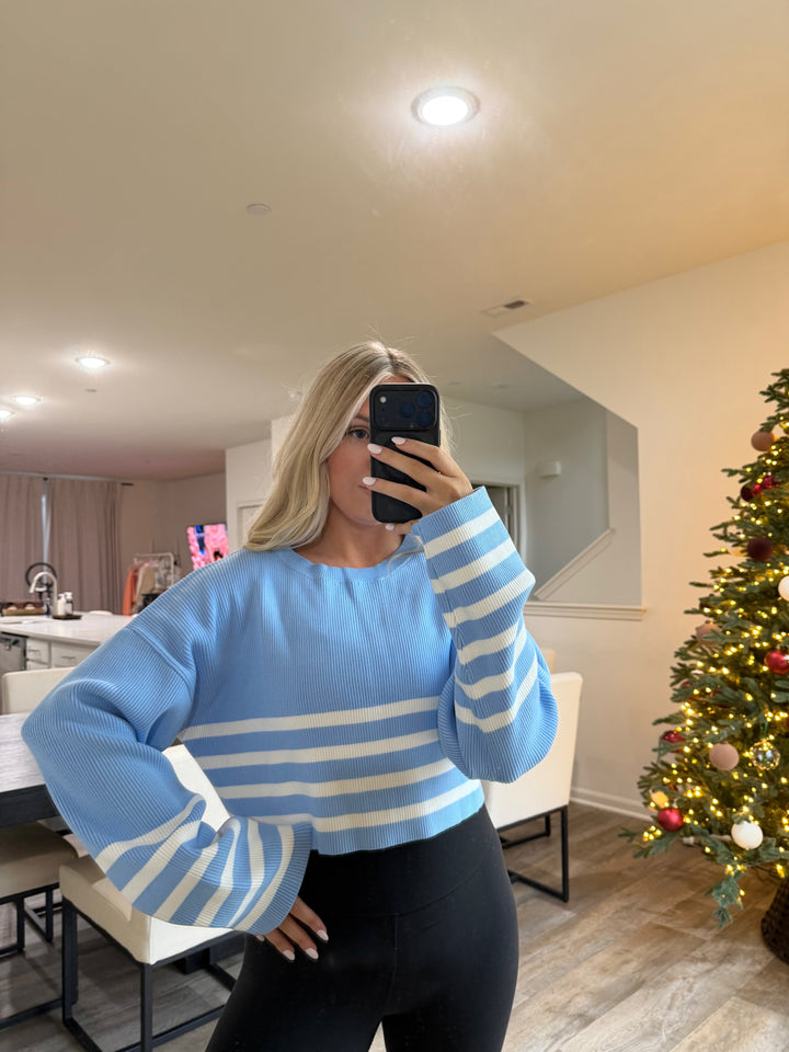 Harper Striped Sweater - Light Blue