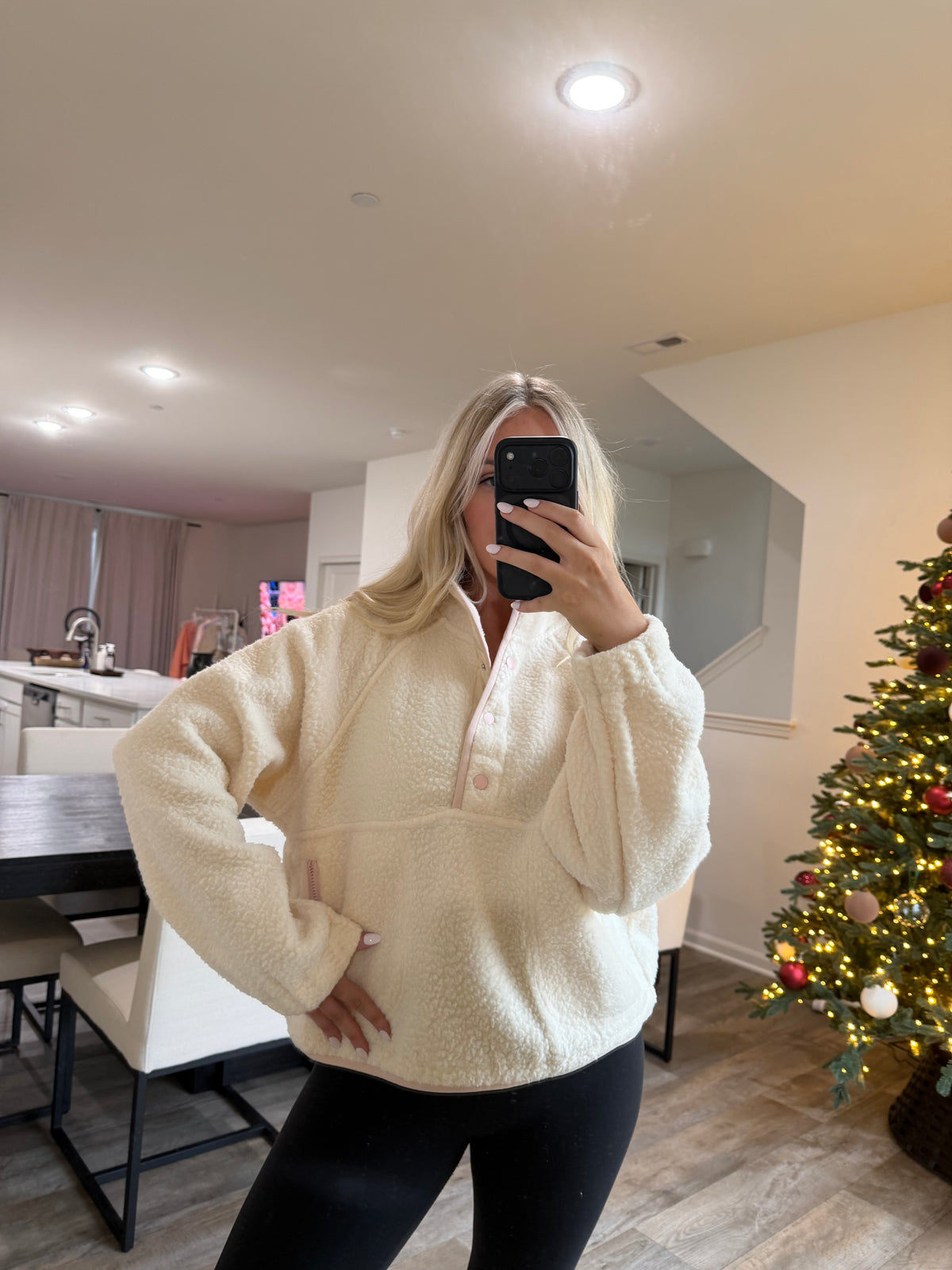 Halle fleece - Ivory/Pink