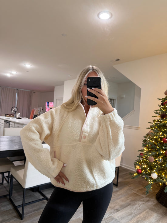 Halle fleece - Ivory/Pink