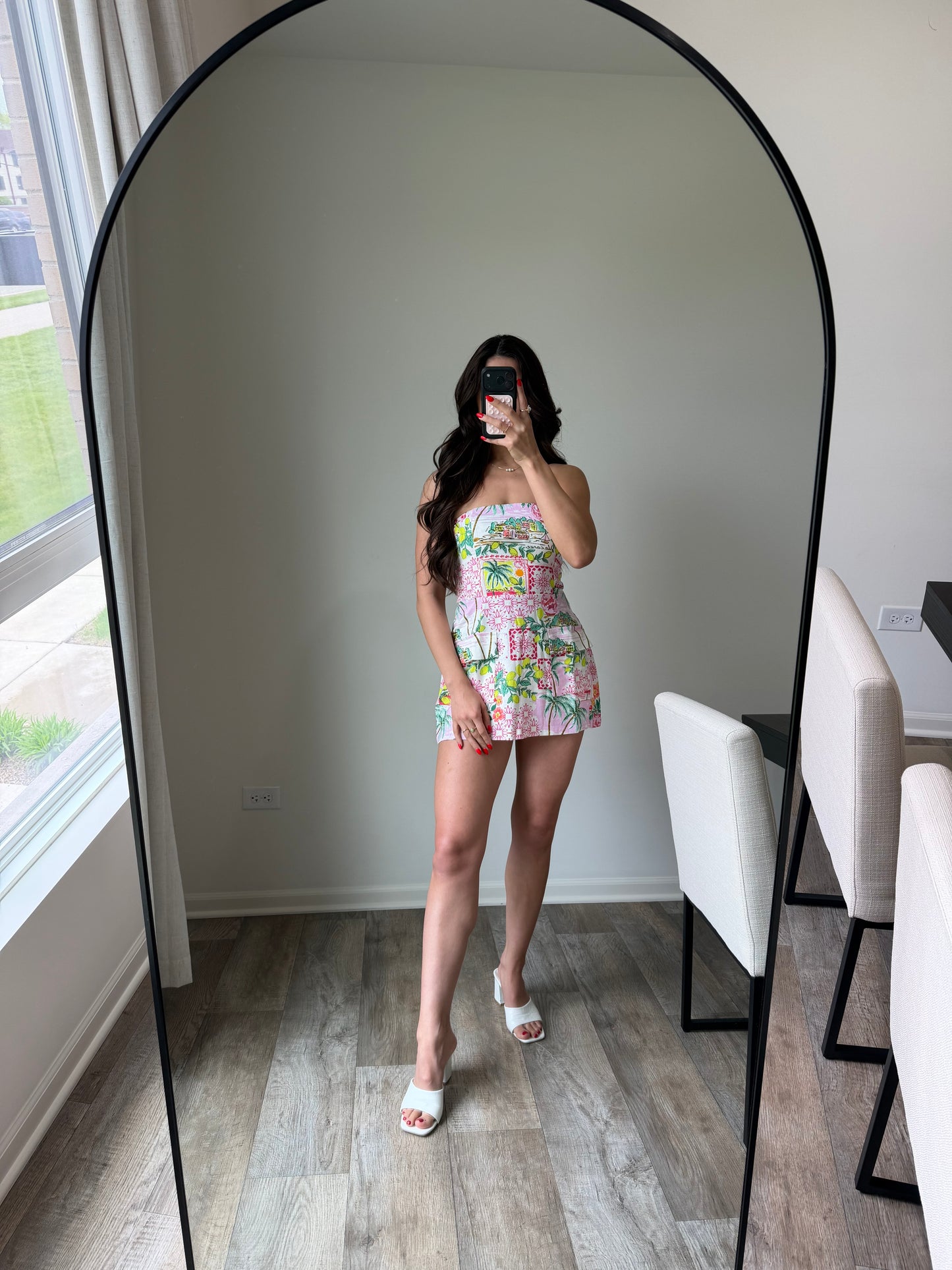 Lani Tropical Pocket Tube Mini Dress - Pink/Green