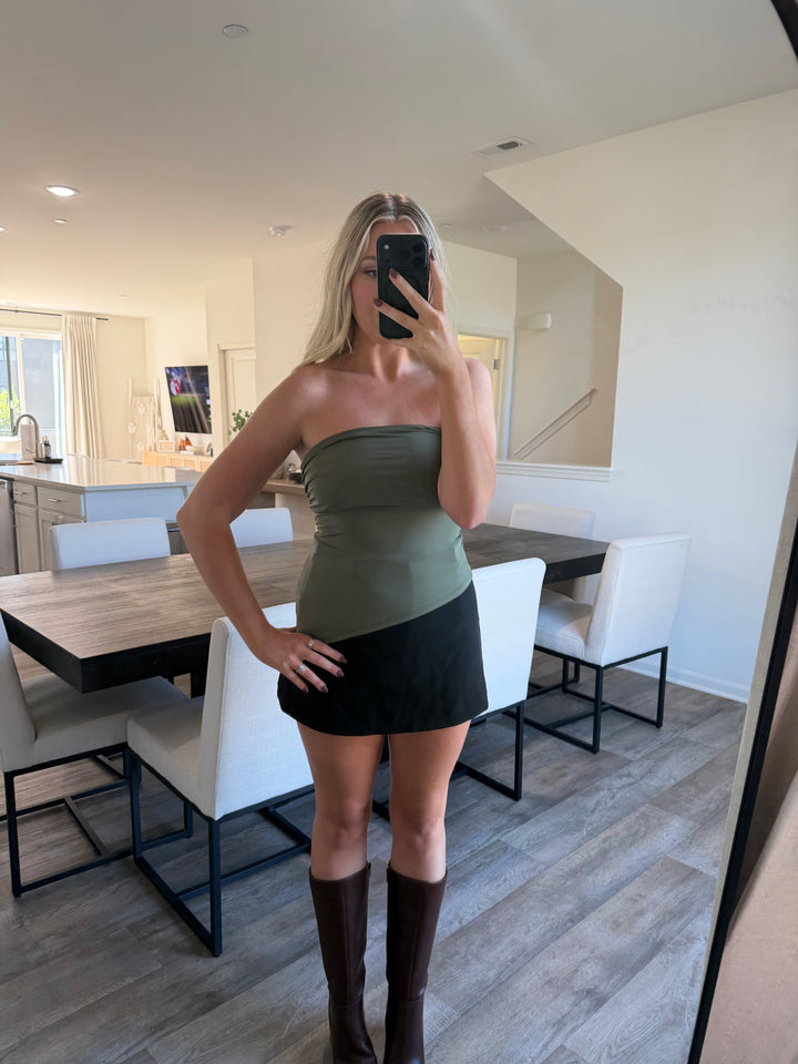 Jenny Asymmetrical Tube Top - Olive