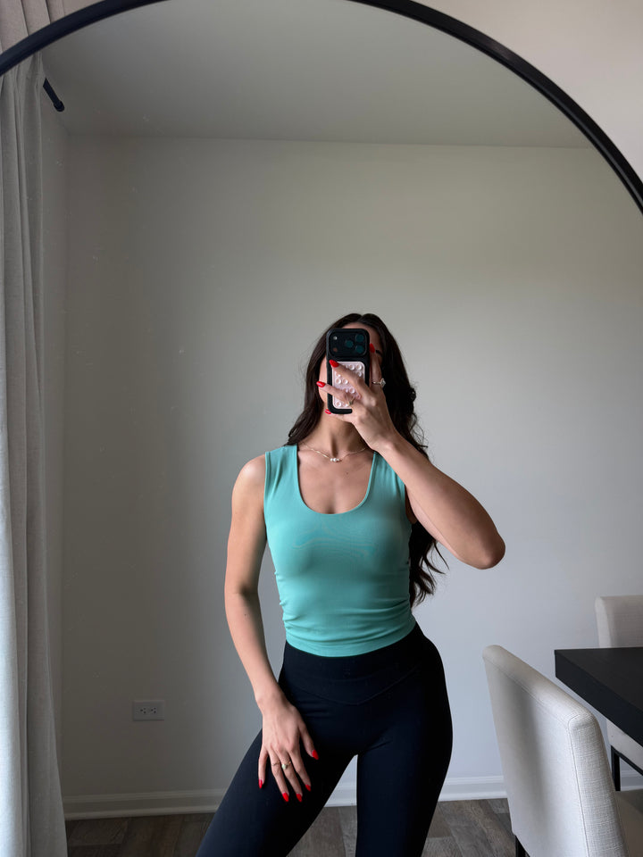 Aubrie Double Layered Tank - Green final sale*