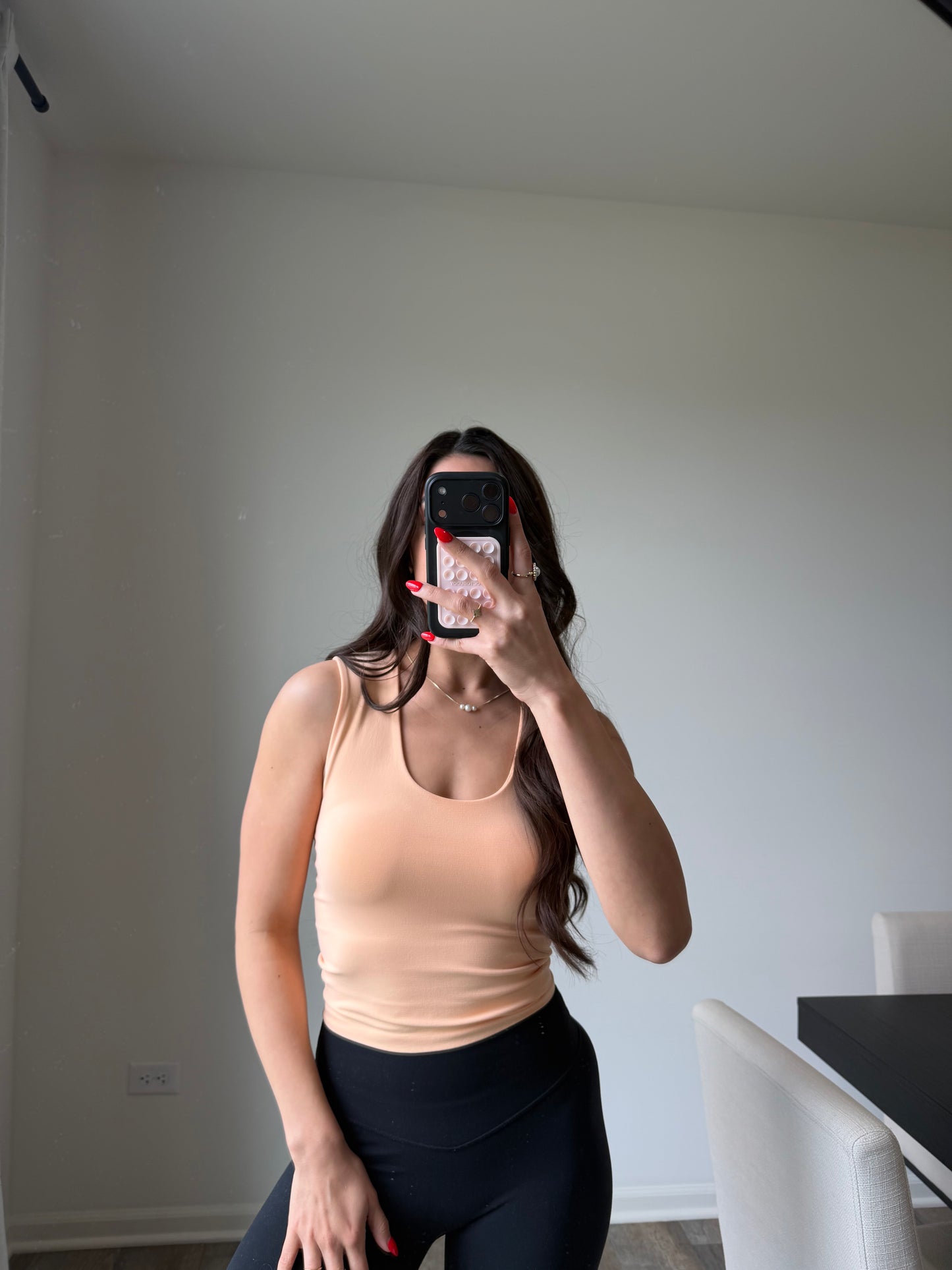 Aubrie Double Layered Tank - Soft Peach final sale*