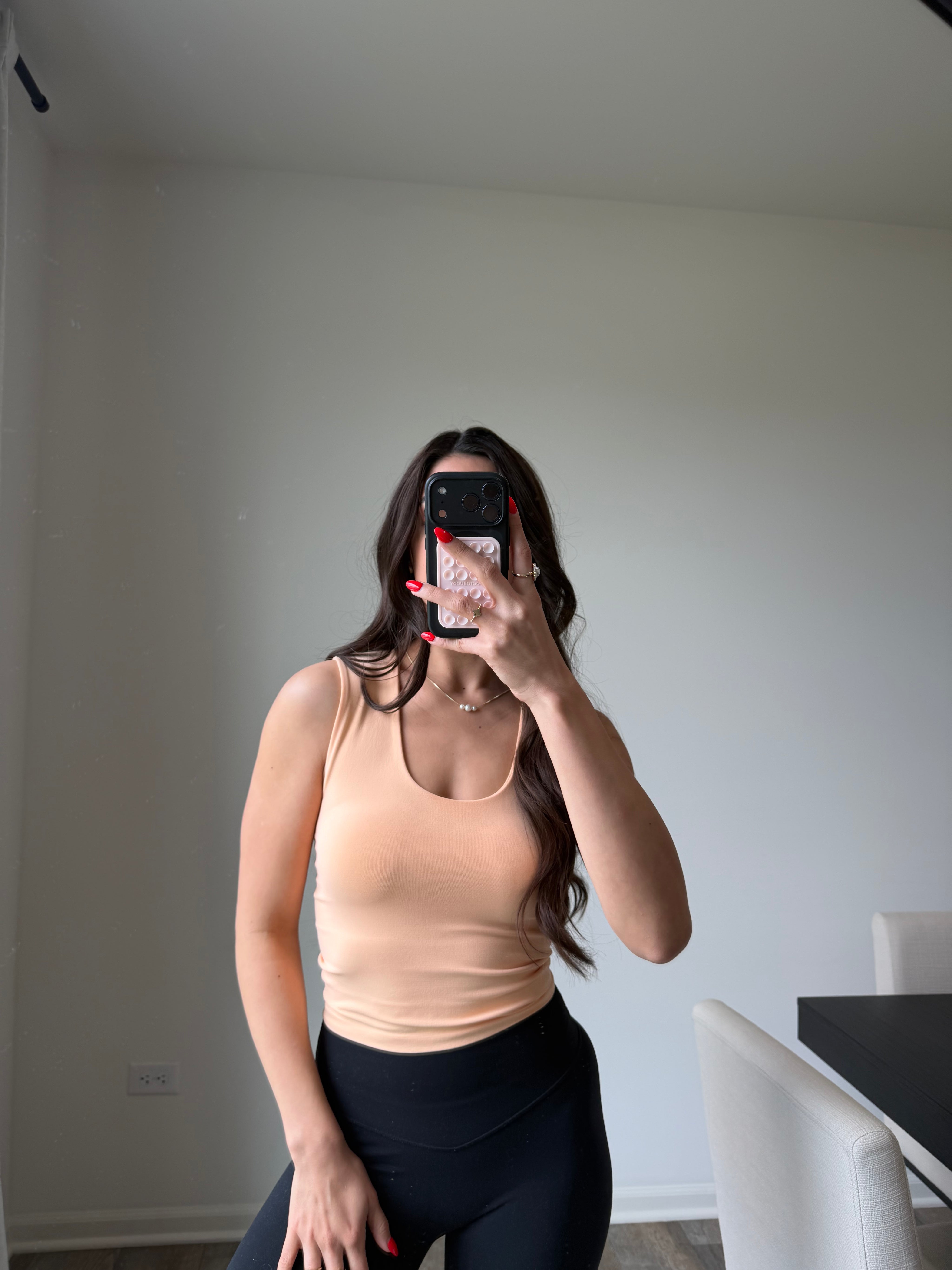 Aubrie Double Layered Tank - Soft Peach final sale*