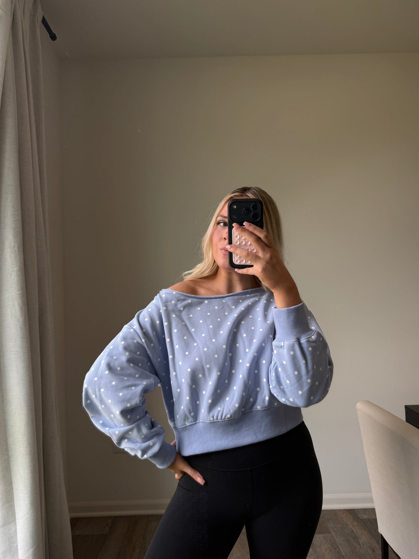 Skye Polka Dot Off Shoulder - Lt Blue