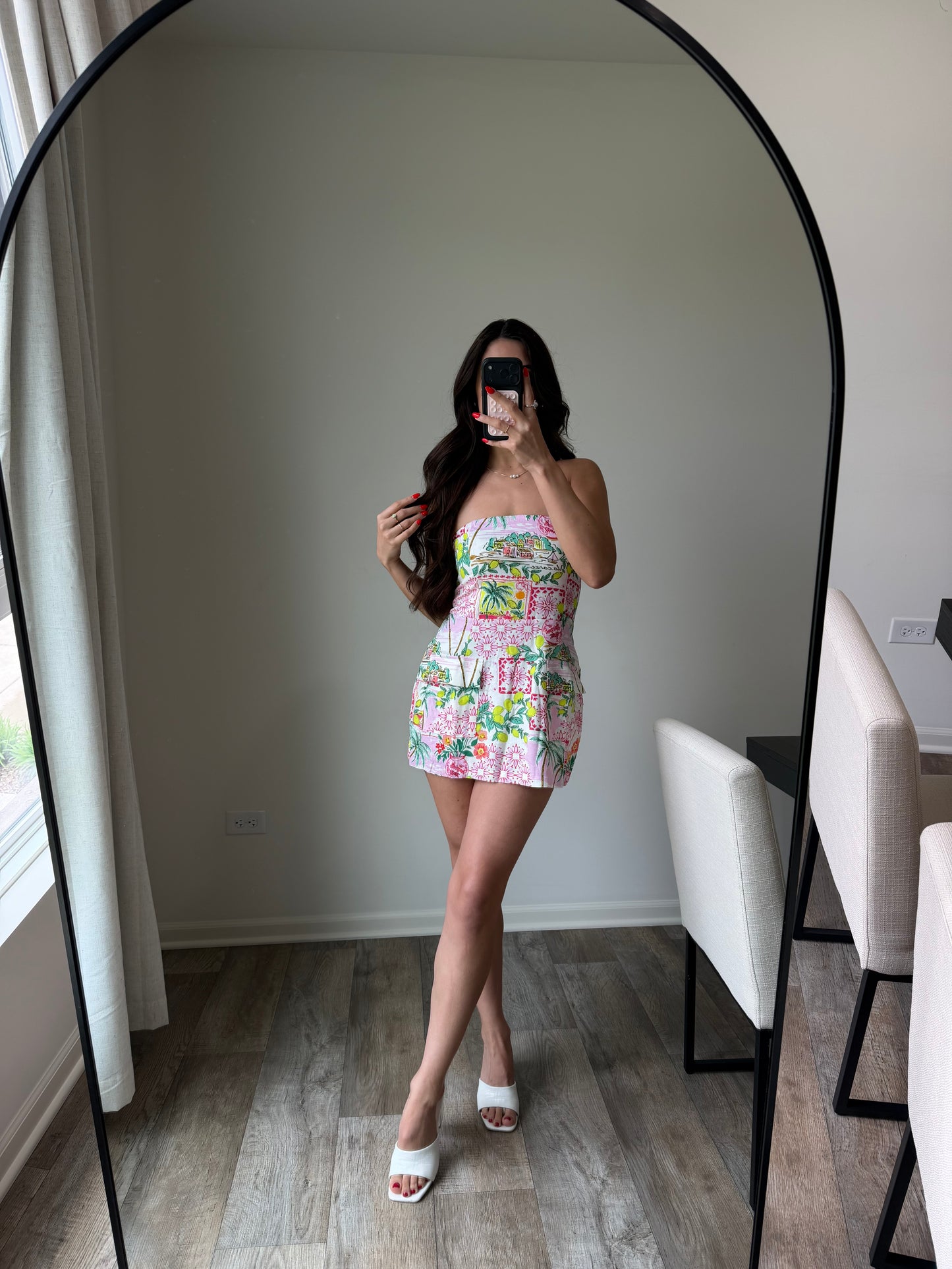 Lani Tropical Pocket Tube Mini Dress - Pink/Green