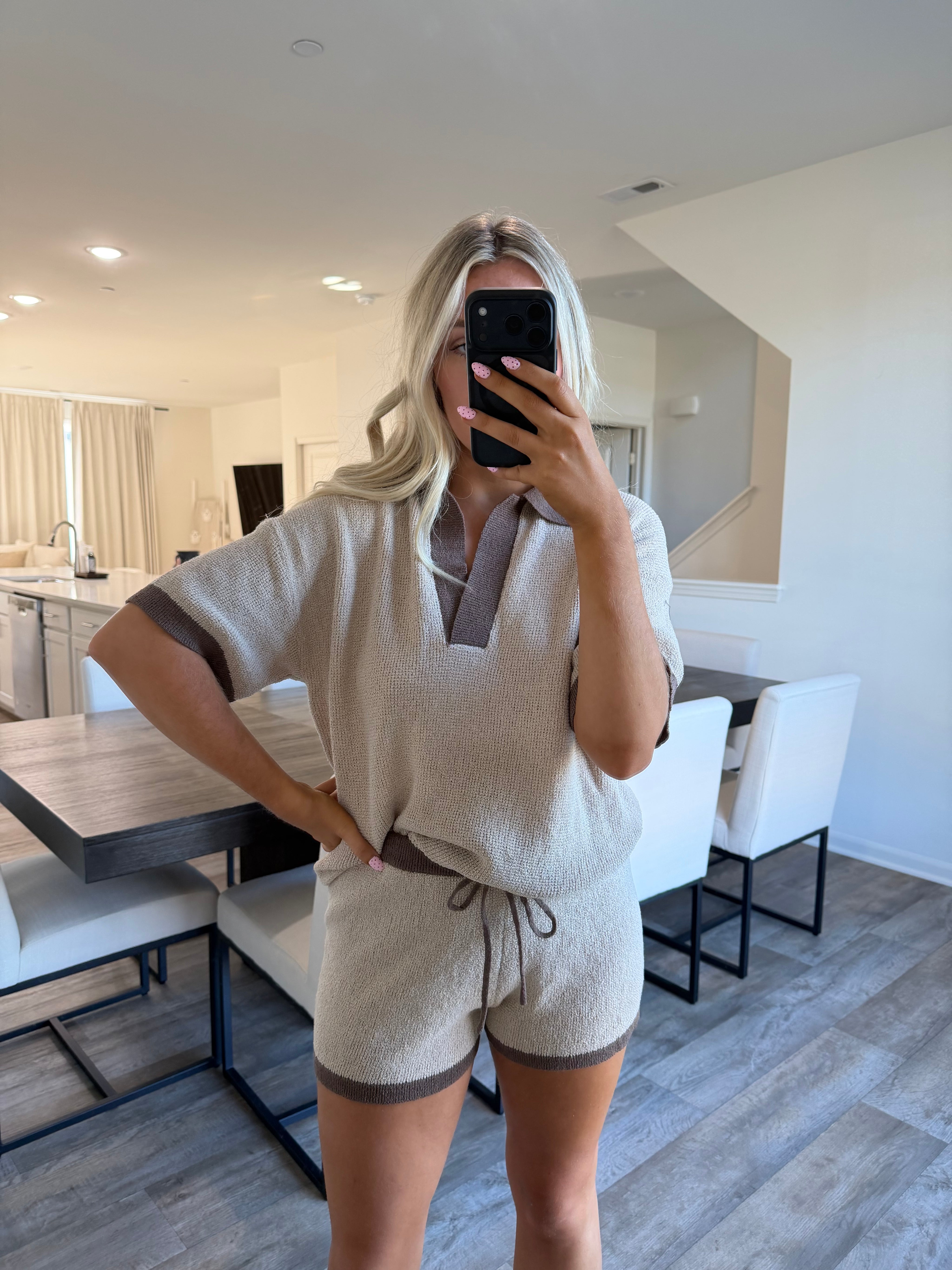 Lacie Knit Contrast Set - Oatmeal