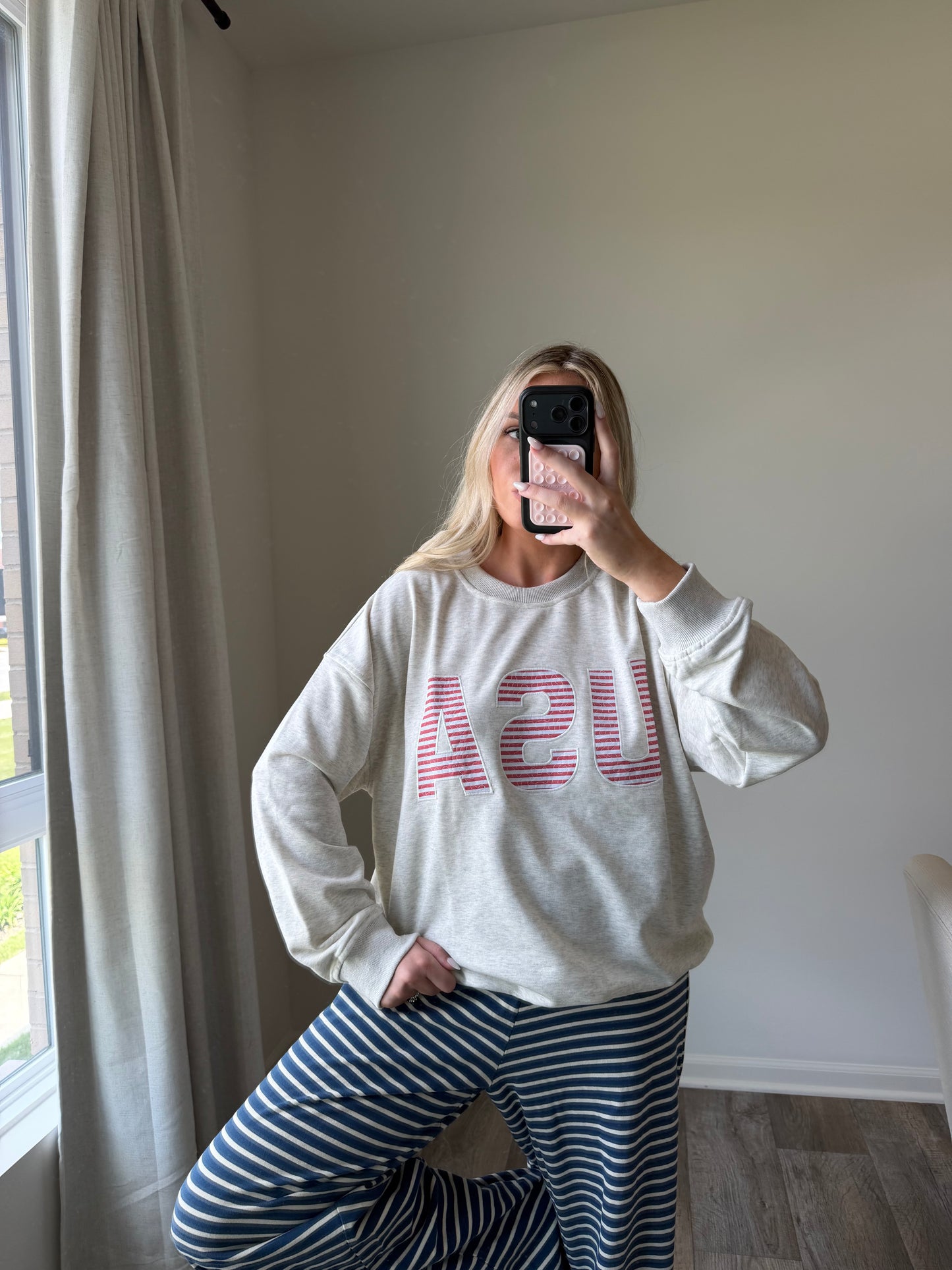 USA crewneck sweater - LT Gray