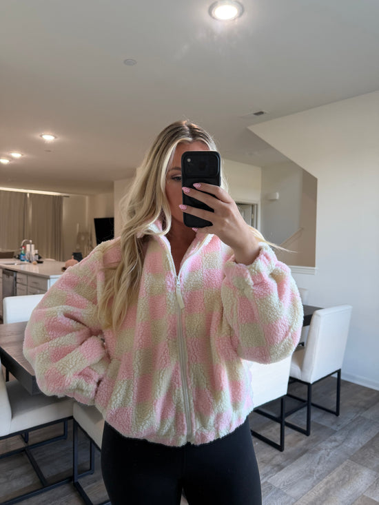 Billy Checkered Jacket - Cream/Pink