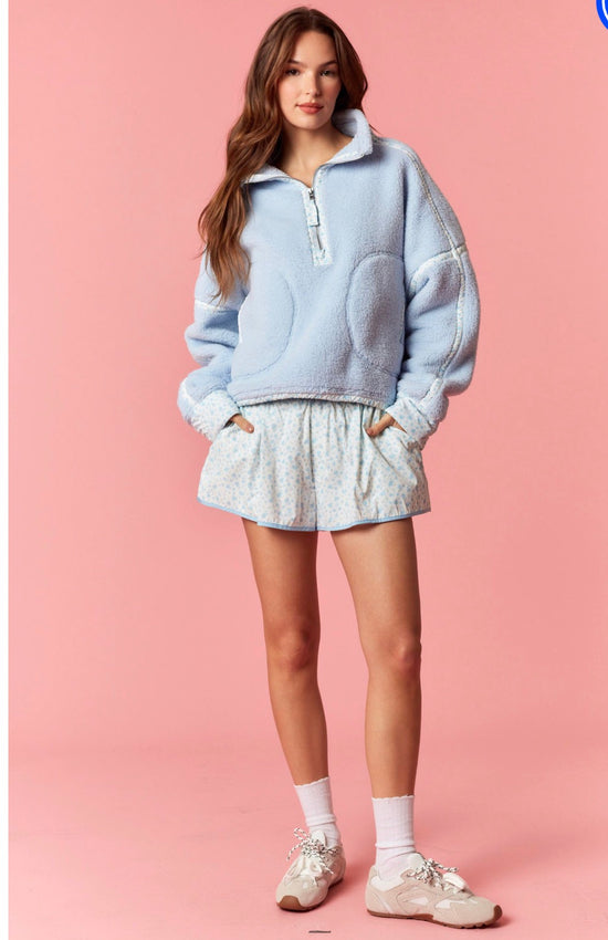 Cora Fleece Sherpa Sweater - Blue