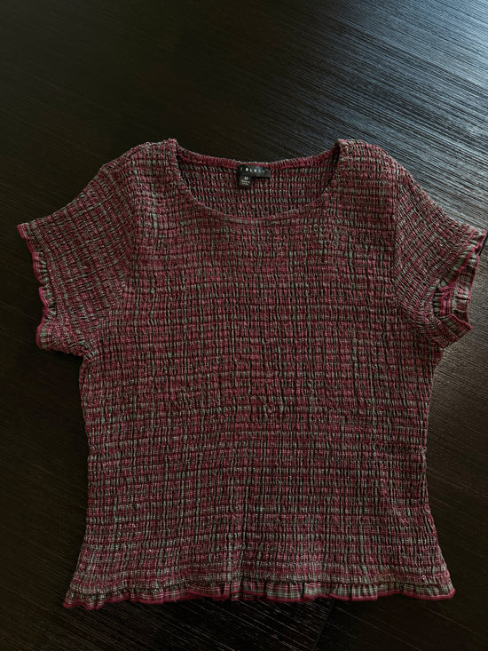 Ralph Smocked Gingham Holiday TOP - Green&Red