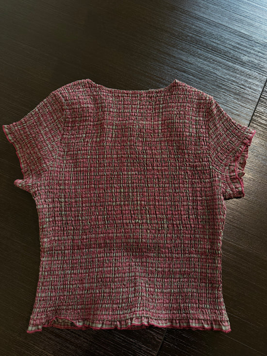 Ralph Smocked Gingham Holiday TOP - Green&Red