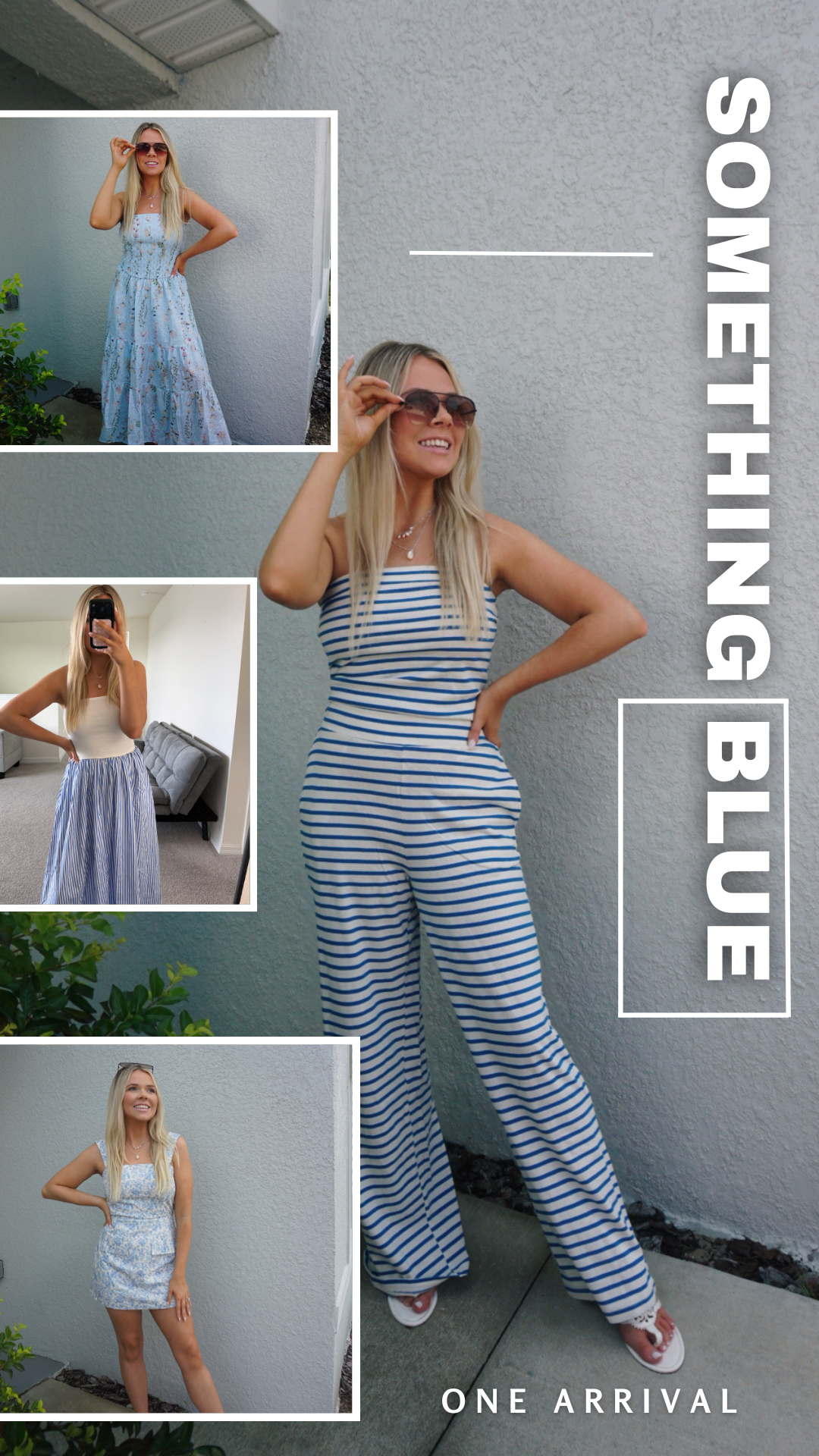 Lola Striped Tube Top and Pants Set- Blue