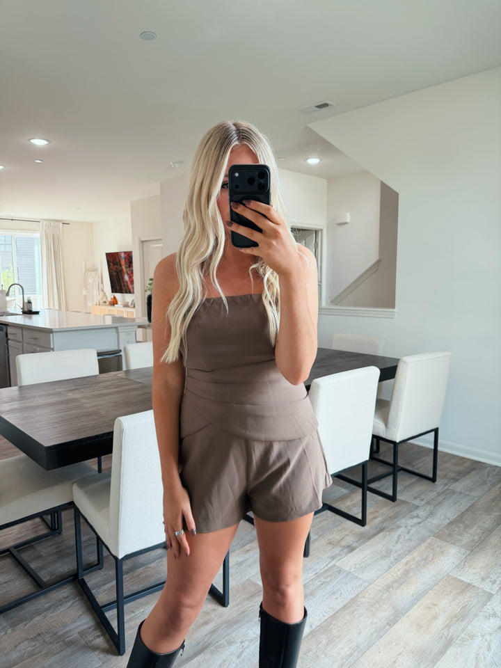 Scarlett Tube Romper - Taupe
