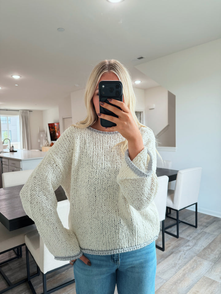 Maeve Knit Sweater - Light Grey