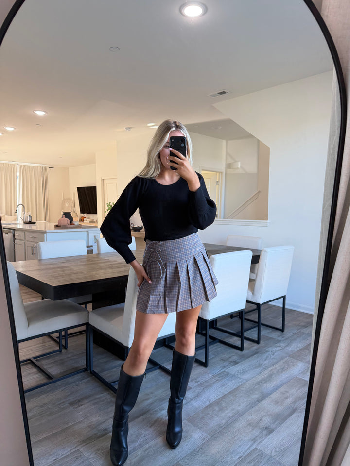 Maria Plaid Pleated Mini Skort Side Tie